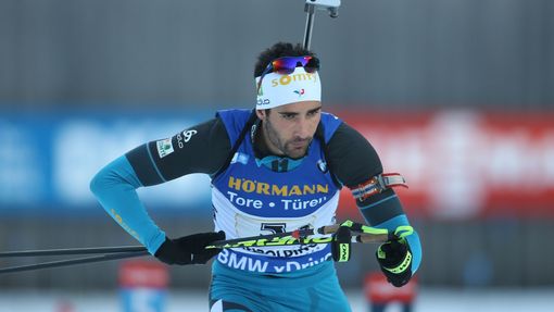 Martin Fourcade při SP v biatlonu v Ruhpoldingu 2018