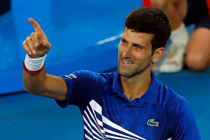 Tennis - Australian Open - Semi-final - Melbourne Park, Melbourne, Australia, January 25, 2019. Serbia's Novak Djokovic reacts after winning his match against France's Lu