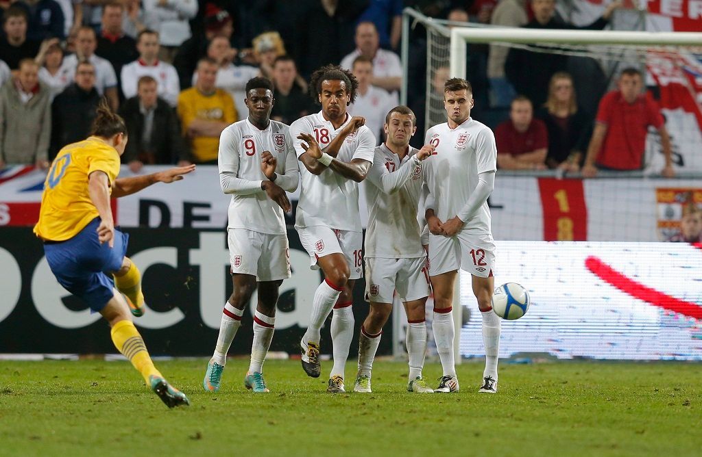 Zlatan Ibrahimovič v přátelském utkání mezi Švédskem a Anglií