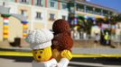 A Lego figure sits waiting to be placed near the lobby entrance as construction continues in North America's first ever Lego Hotel being built at Legoland in Carlsbad, California, January 17, 2013. The three-story, 250-room hotel will open on April 5. REUTERS/Mike Blake (UNITED STATES - Tags: SOCIETY TRAVEL) Published: Led. 17, 2013, 10:25 odp.