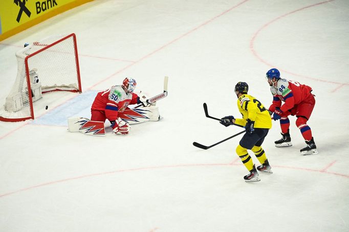 Lucas Raymond dává gól ve čtvrtfinále MS 2025 Česko - Švédsko