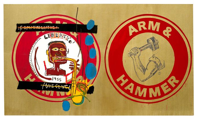 Jean-Michel Basquiat a Andy Warhol: Arm and Hammer II, 1984 až 1985.