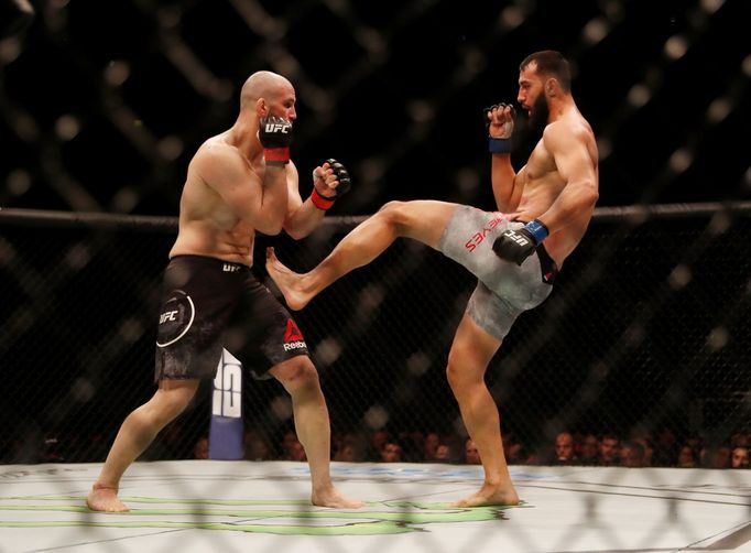 Mixed Martial Arts - Ultimate Fighting Championship - UFC - Volkan Oezdemir v Dominick Reyes - O2 Arena, London, Britain - March 16, 2019   Volkan Oezdemir in action agai