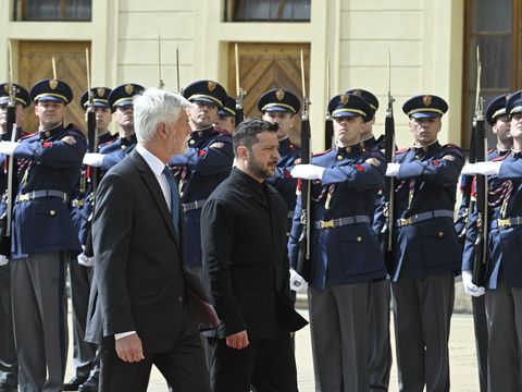 Pavel na Hradě přijal ukrajinského prezidenta Zelenského a jeho ženu Olenu