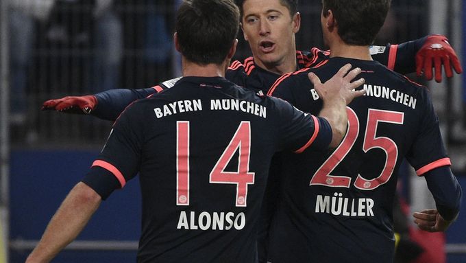 Robert Lewandowski slaví gól Bayernu