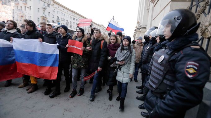 Pochod na podporu Alexeje Navalného v Moskvě, 28. ledna 2018.
