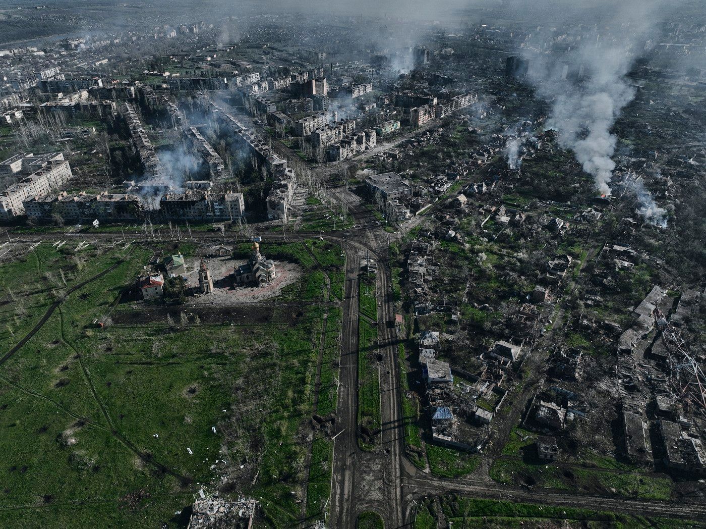Bachmut, Zničená města na Ukrajině, válka, Ukrajina, města, Ruský útok na Ukrajinu, zkáza, Zahraničí