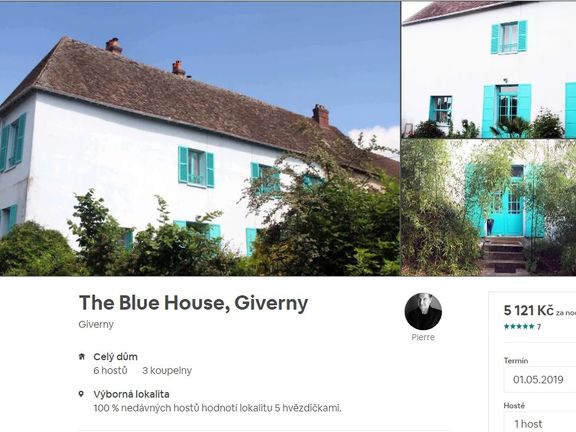 Airbnb, La Maison bleu, Giverny, Francie