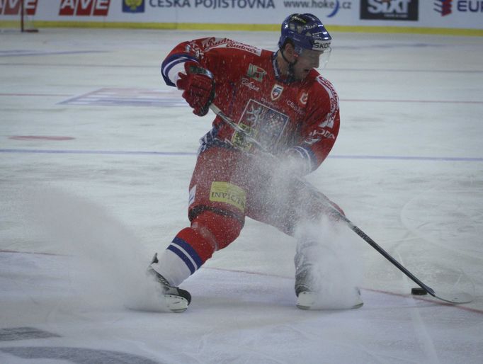 Lukáš Krajíček v zápase Česko - Rusko v Brně při závěrečném utkání Euro Hockey Tour