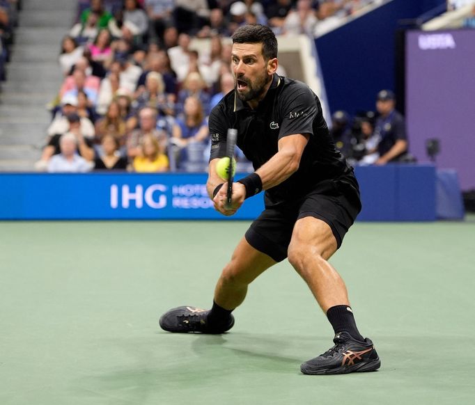 Novak Djokovič v utkání 3. kola US Open 2025