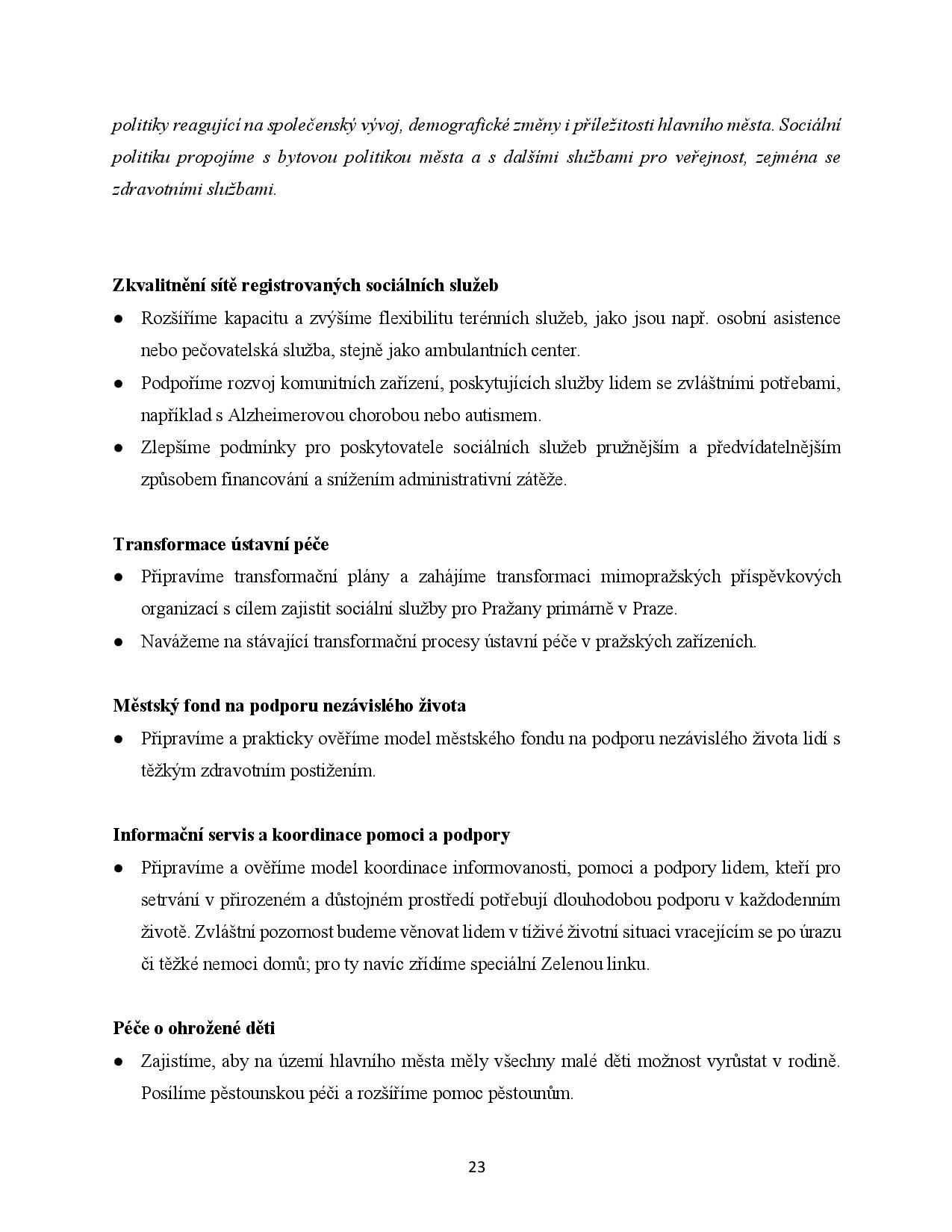 Koaliční program - Praha Sobě - 7. 11. 2018