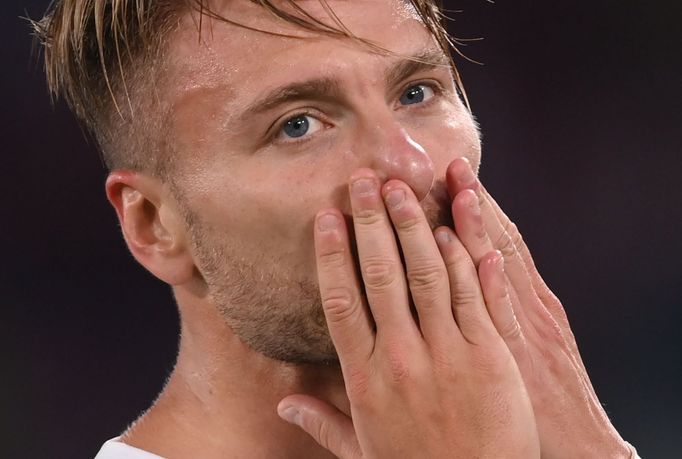 Ciro Immobile slaví druhý gól Itálie v zápase Turecko - Itálie na ME 2020