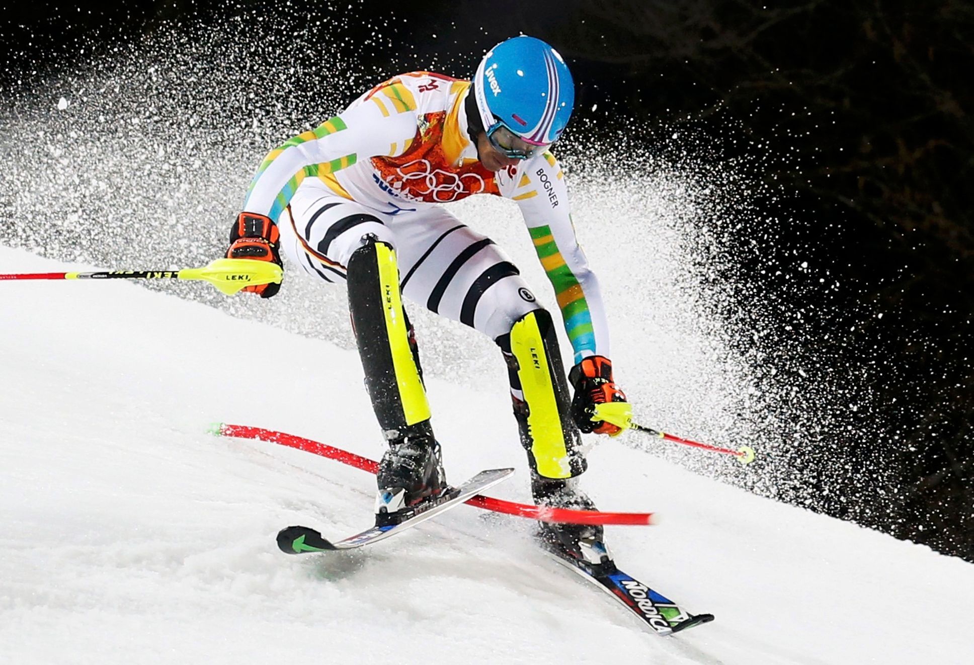 Němec Felix Neureuther během slalomu na OH v Soči