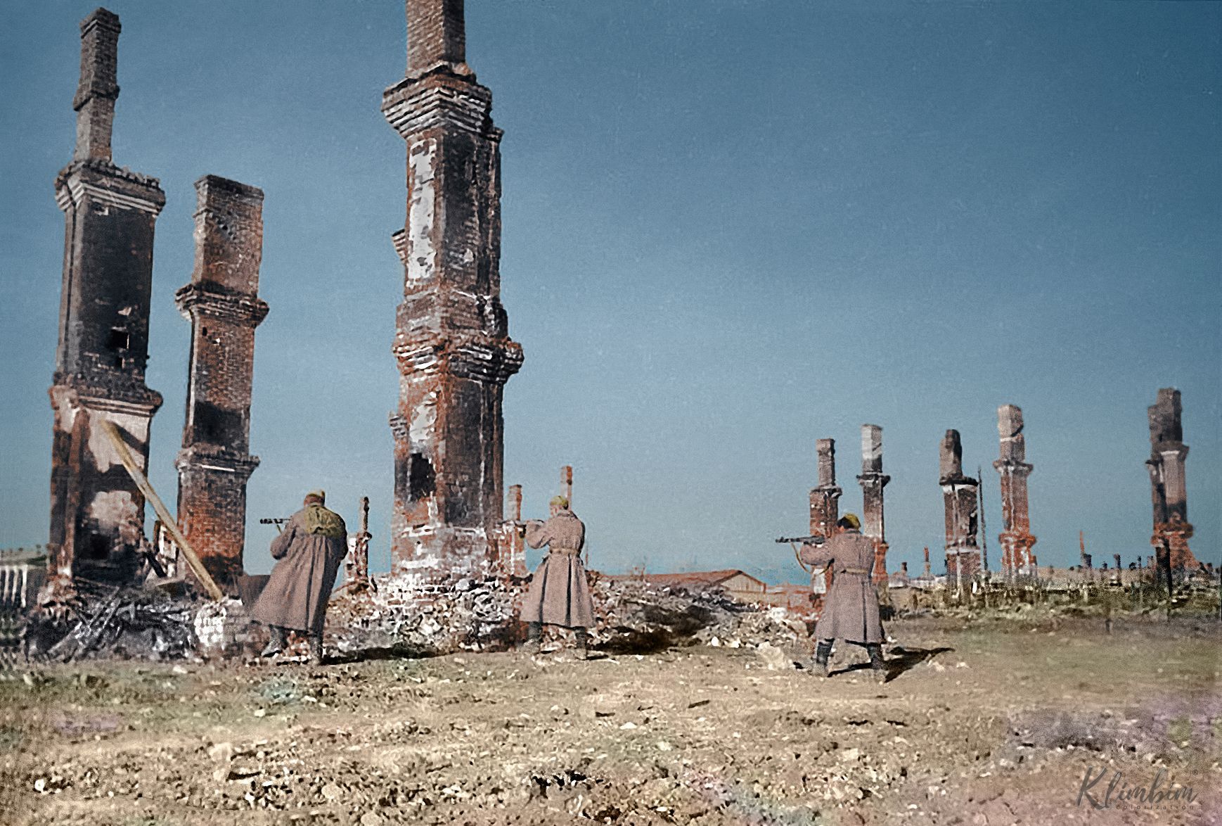 Stalingrad, Rusko, kolorované fotografie, historie, válka