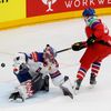 David Pastrňák a Charlie Lindgren ve čtvrtfinále MS 2024 Česko - USA