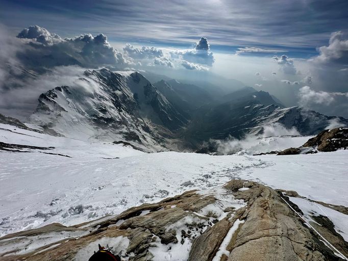 Místo bivaku Novotného s Hlásným při cestě na vrchol