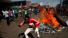 Povolební protesty v Harare v Zimbabwe. 1. 8. 2018