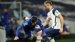 fotbal, anglický Ligový pohár, Carabao Cup Fourth Round - Tottenham Hotspur v Chelsea Mason Mount Eric Dier