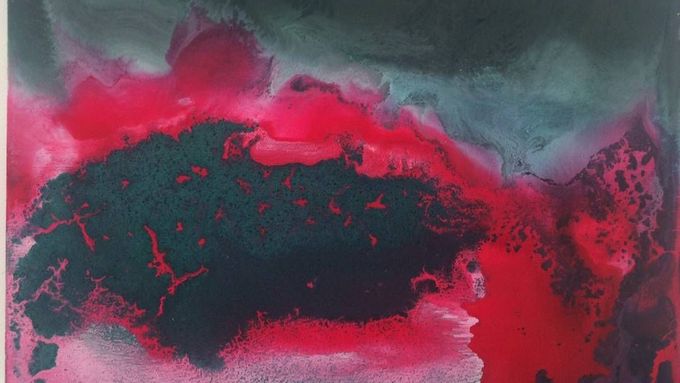 Mirek Kaufman: Láva, 2019, akryl a olej na plátně, 50 x 60 cm.