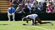 Obavy se potvrdily. Vedrem vysušená tráva v All England Clubu dělá tenistům a zejména tenistkám velké problémy. Na zemi skončila první den grandslamu Venus Williamsová...