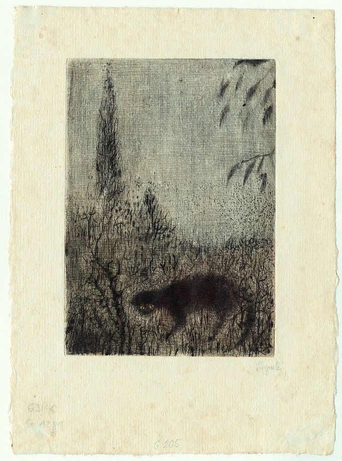 Bohuslav Reynek: Kočka v podzimní zahradě, 1947