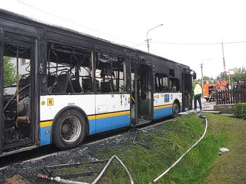 Požár městského autobusu v Ostravě - Hošťálkovicích