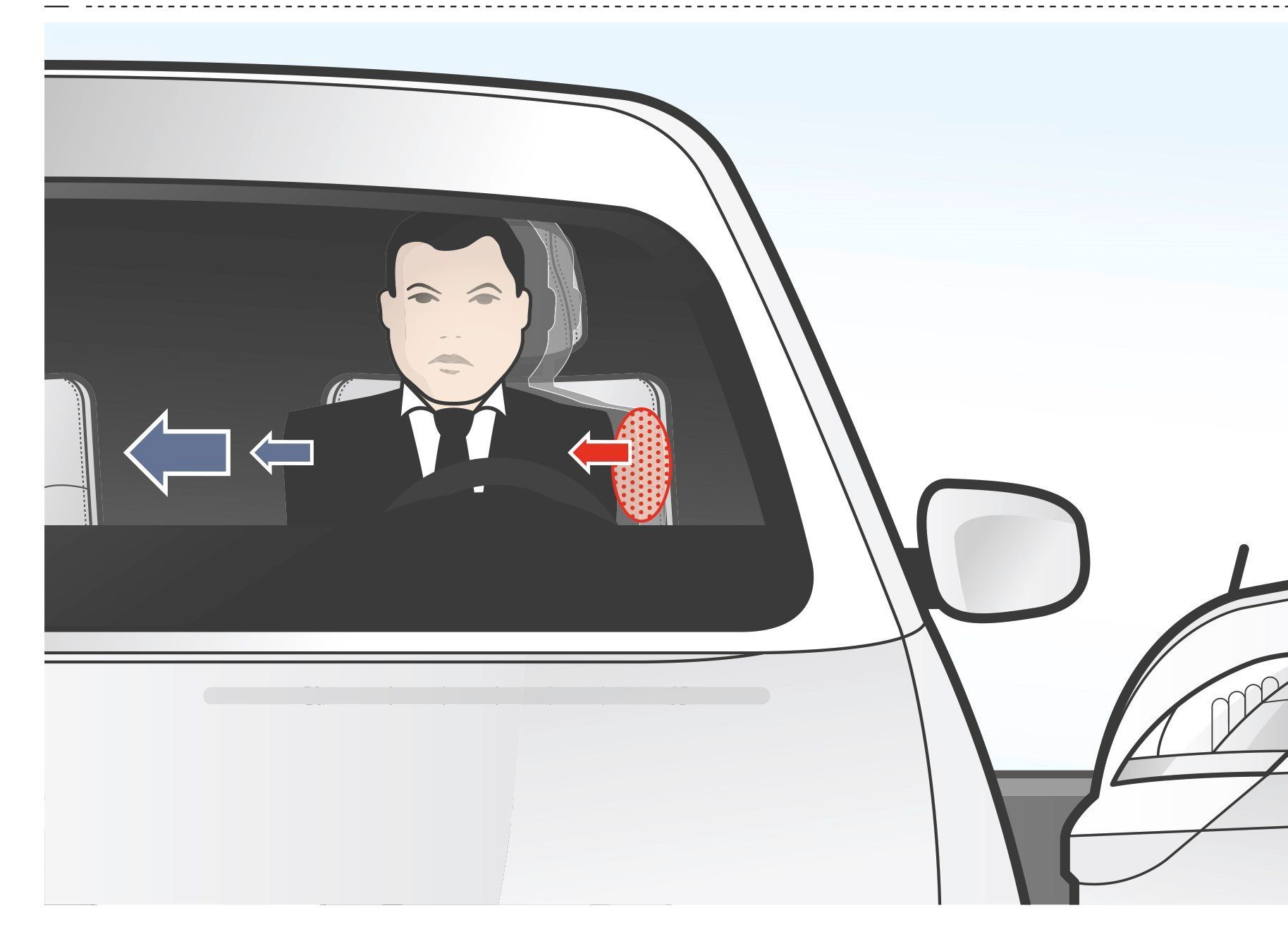 Mercedes třídy E 9 Pre Safe Crash boční efekt nákres