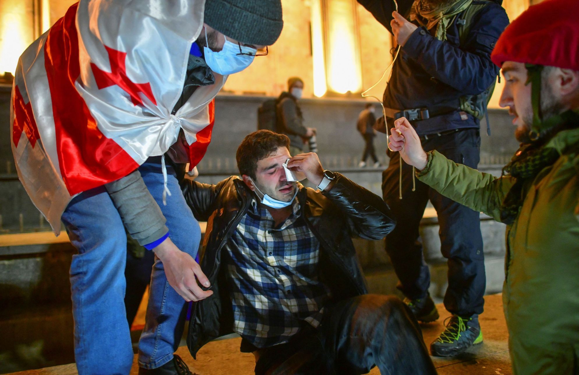 gruzie protesty evropská unie demonstrace vodní děla