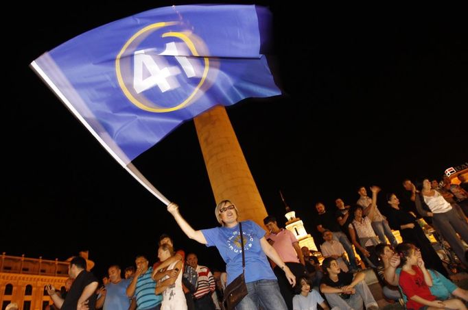 Radost stoupenců opozice v Tbilisi.