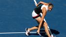 Karolína Plíšková ve čtvrtfinále US Open 2016 s Anou Konjuhovou.