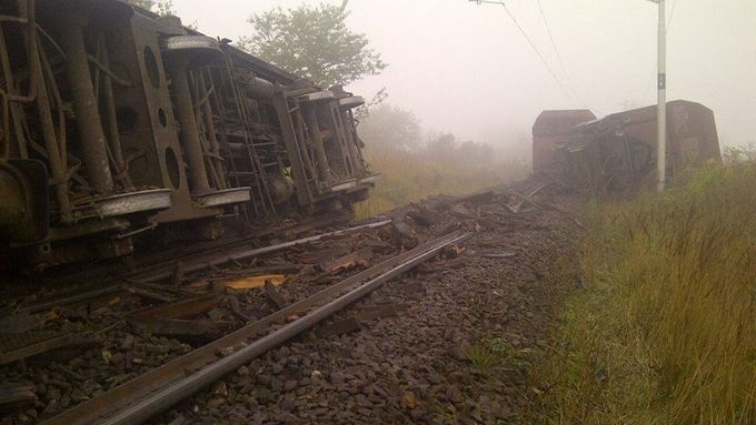 Nehoda nákladního vlaku u Převýšova.