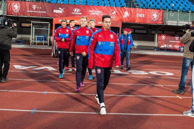 Trénink české fotbalové reprezentace v Ostravě před zápasem proti Ázerbájdžánu. Milan Petržela, Matěj Vydra, Bořek Dočkal, David Pavelka, Ladislav Krejčí