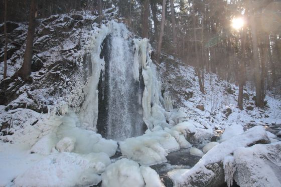 Kroutvor nejkrásněji popisuje zimní lesy v Novohradských horách. Na snímku z letošního února je zamrzlý vodopád ve zdejším Terčině údolí.