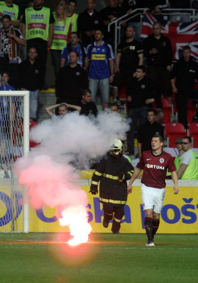 Potyčky diváků při zápase Sparta - Olomouc, finále poháru