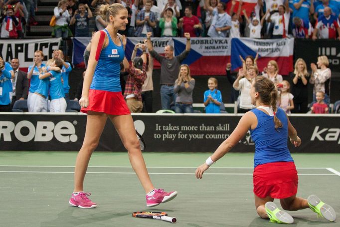 FC, finále 2015 Česko-Rusko: Barbora Strýcová a Karolína Plíšková