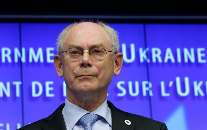 Předseda Evropské rady Herman Van Rompuy po jednání evropských lídrů v Bruselu.