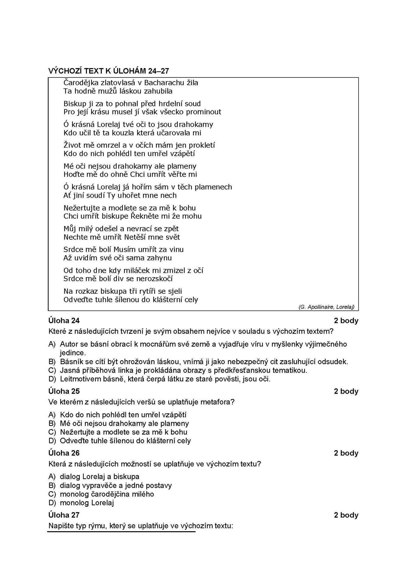 Státní maturita - vyšší obtížnost 10
