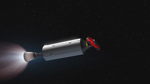 Animace: Musk vyšle do kosmu automobil Tesla. Chystá se test rakety Falcon Heavy