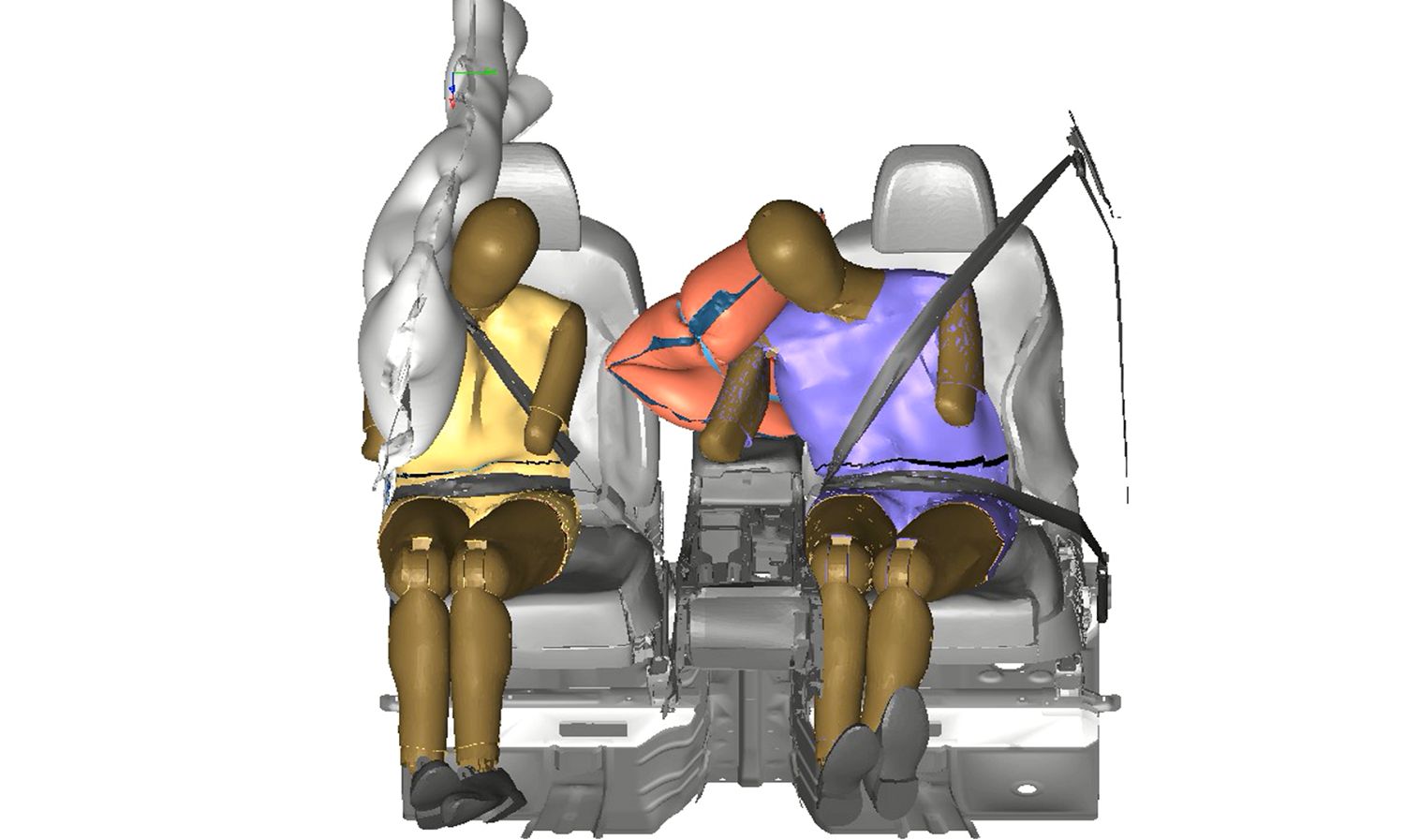 Středový airbag, simulace