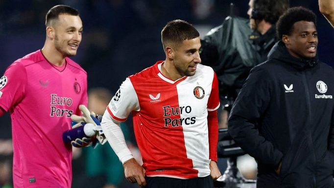 Soccer Football - Champions League - Group E - Feyenoord v Lazio - Feyenoord Stadium, Rotterdam, Netherlands - October 25, 2023  Feyenoord's Lutsharel Geertruida, Ondrej