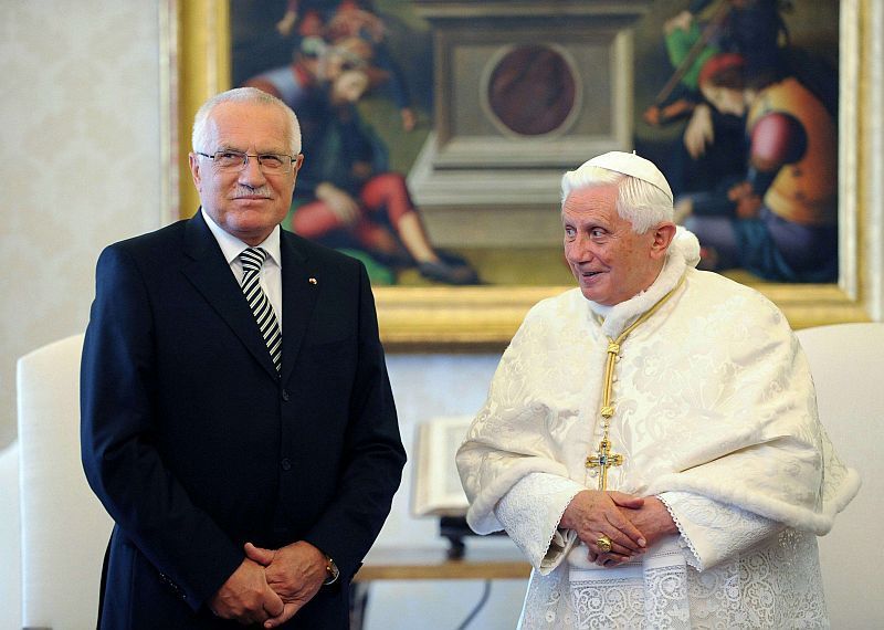 Prezident Václav Klaus během audience u papeže Benedikta XVI.