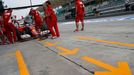 Ferrari Formula One driver Fernando Alonso of Spain pits during the second practice session of the Malaysian F1 Grand Prix at Sepang International Circuit outside Kuala L