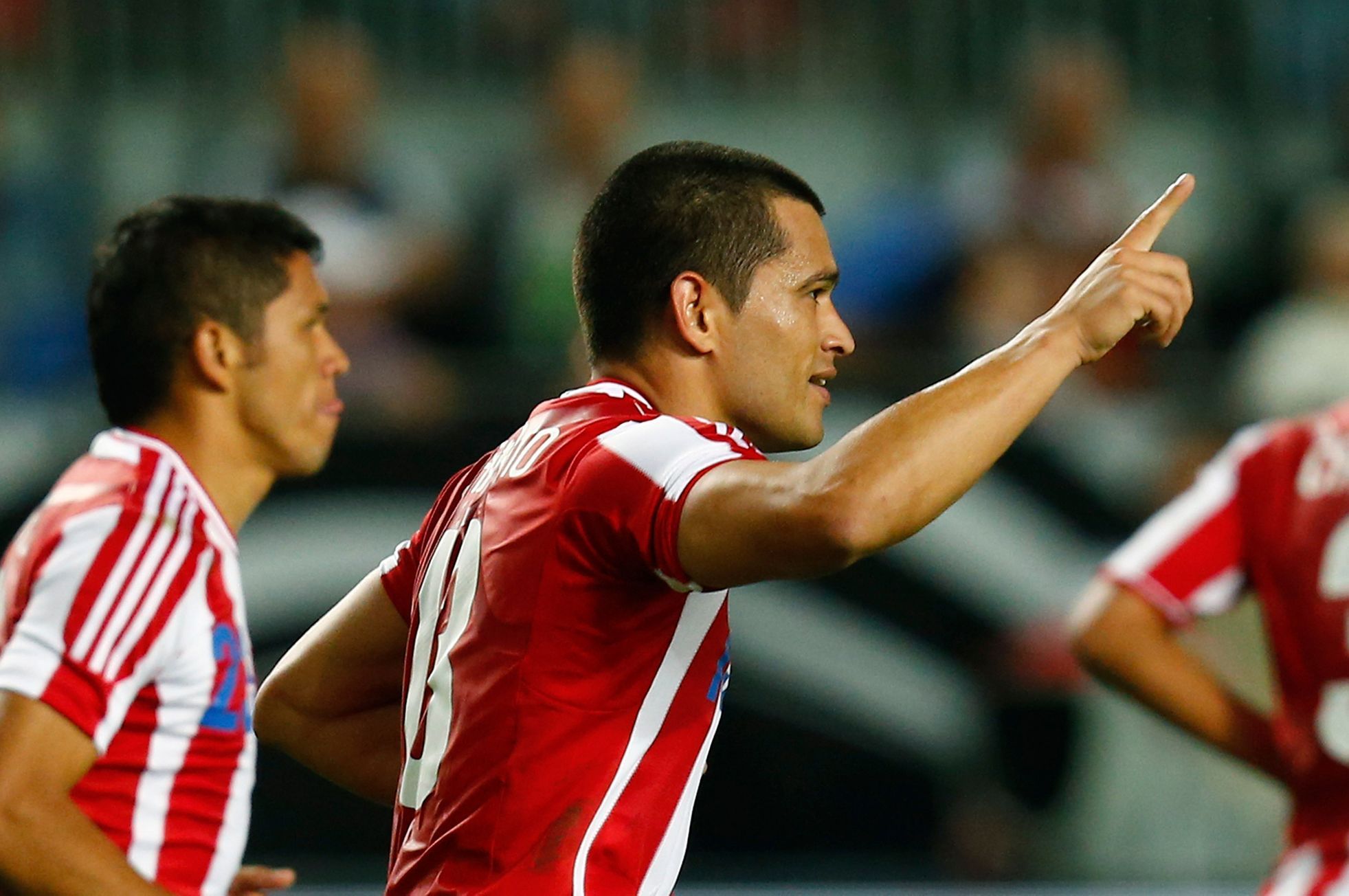 Fotbal, Německo - Paraguay: Miguel Samudio slaví gól