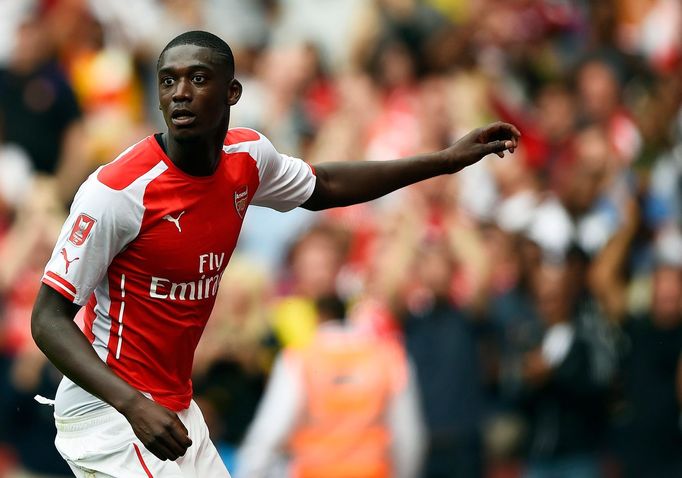 Yaya Sanogo slaví gól Arsenalu