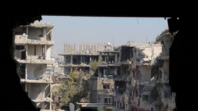 Zničené předměstí Damašku