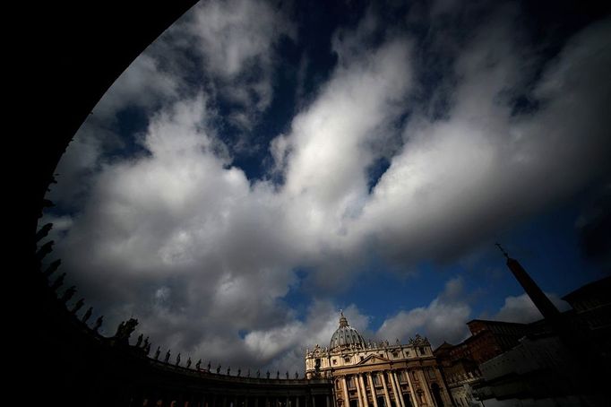 This picture shows St Peter's basilica at the Vatican on March 9, 2013. The Vatican on Saturday installed a special chimney on the Sistine Chapel from which white smoke will signal the election of a new pope as cardinals prepare for the historic vote next week after Benedict XVI's resignation.