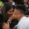 Belgie - Itálie, čtvrtfinále Euro 2020, polibek Matteo Pessina kisses girlfriend Alessandra Navarra