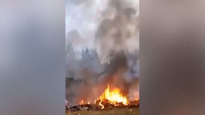 Záběry ukazují havárii letounu, při níž údajně zahynul Jevgenij Prigožin