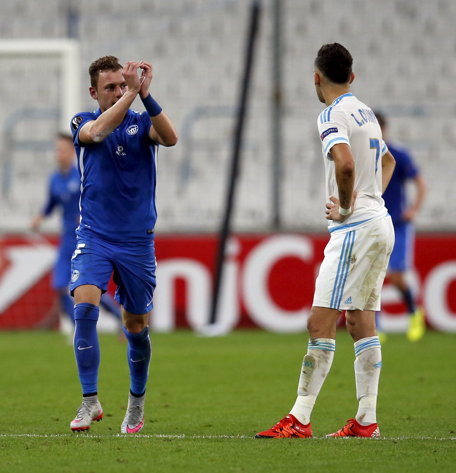 EL, Olympique Marseille-Liberec: Vladimír Coufal (vlevo) slaví vítězný gól