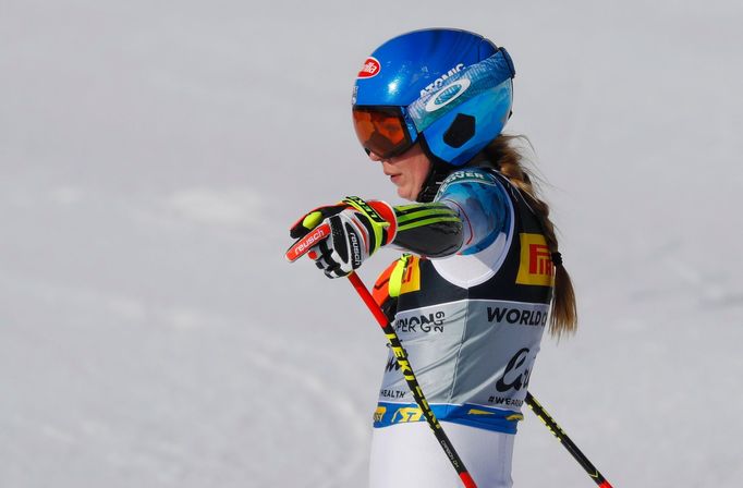 Mikaela Shiffrinová při super-G na MS 2021